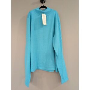 NEW MEDIUM BLUE SILK BLEND PENDLETON Mock Neck LONG SLEEVE MOCK TURTLENECK WOMEN